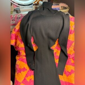 Zara Black Turtleneck Sweater Dress With Side Cutout